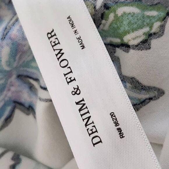 Denim & Flower Ricky Singh men's palm tree print shirt white colorful Size Large - Picture 6 of 8